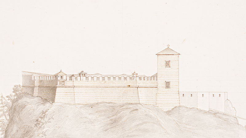 Manoscritto - Prospetto lineare del castello