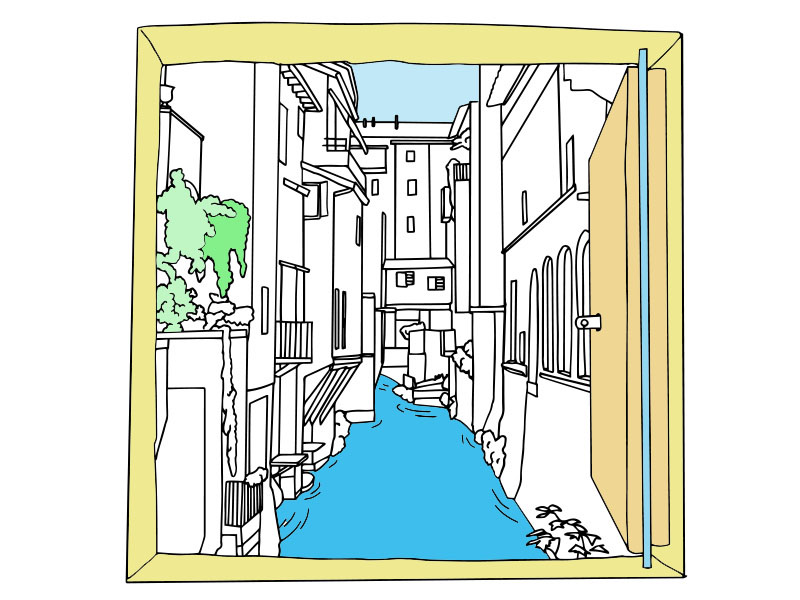 La Piccola Finestra in via Piella. The Little Window in via Piella. - COLORing